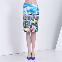 ELLE 时尚都市印花修身半身裙