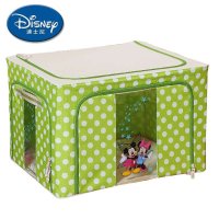 迪士尼 透明视窗收纳箱 衣物储物箱 防水牛津布 米妮米奇公主系列 66L 绿色收纳箱