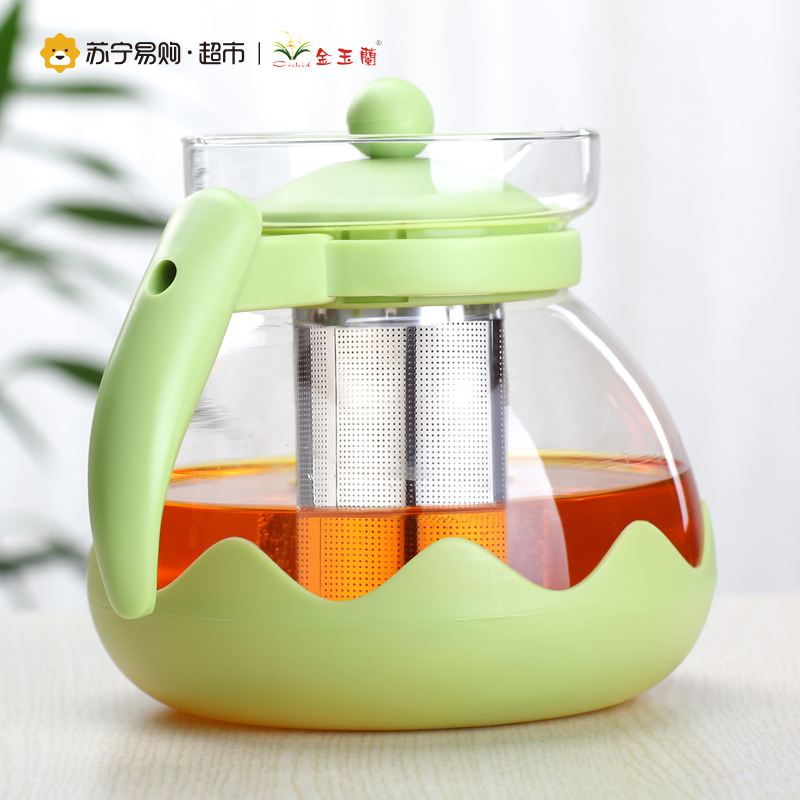 金玉兰(orchid) 大容量莲花壶 不锈钢过滤网 耐热玻璃茶具 花茶壶1.5L A304A