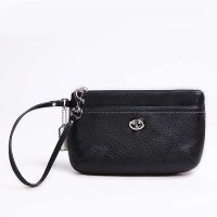 COACH 蔻驰 蔻驰 黑色小牛皮荔枝纹女士手拿包49472