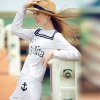 天使之城2015新款海军风休闲上衣百搭甜美绣花修身短裤女62130634