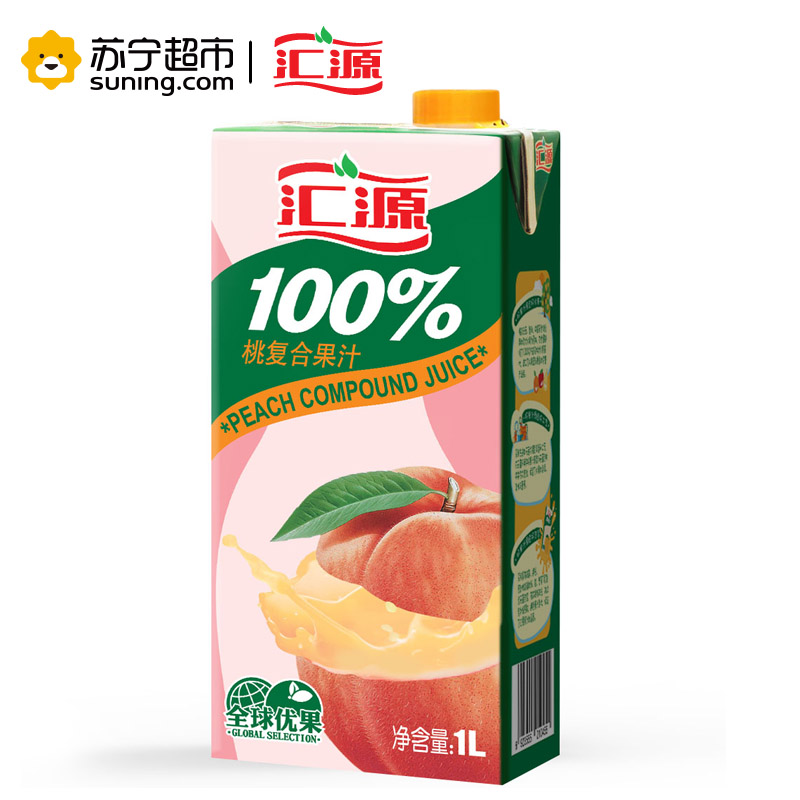 汇源 100%桃果汁1L*6盒 便携装高清大图