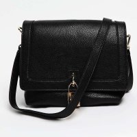 ALEN&QUEENA 18141 黑色 PU 斜挎包 黑色荔枝纹斜挎包