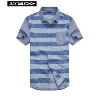 平纹横条圆点满印短袖衬衫K0142044