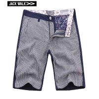 针织条纹前后拼斜插袋休闲短裤X0142056