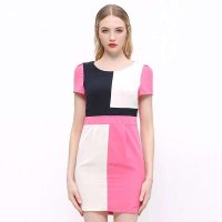 I'HAPPY海贝 欧美大牌撞色 拼接修身显瘦连衣裙 E4T03B088253