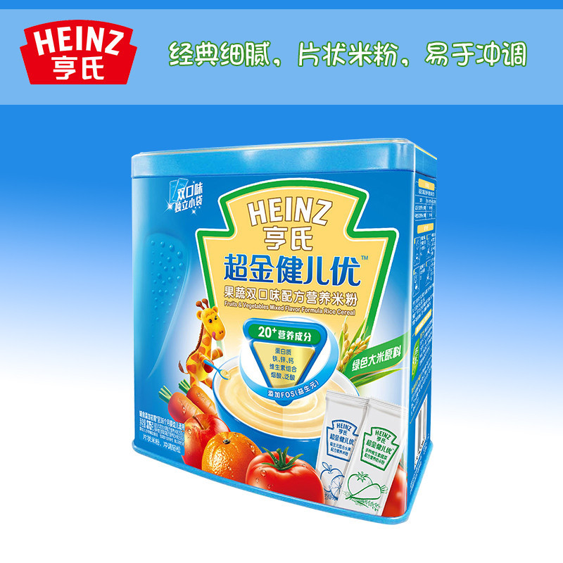 Heinz亨氏超金健儿优果蔬双口味配方营养米粉375g 宝宝辅食