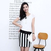 撞色条纹连衣裙MIEMHG113