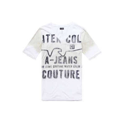 A14204M32006AJ01 Armani Jeans夏季男性象牙白V领短袖T恤