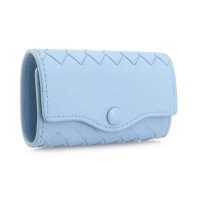 宝缇嘉 (BOTTEGA VENETA) 女士晴空蓝编织小羊皮钥匙包 339336-V001N