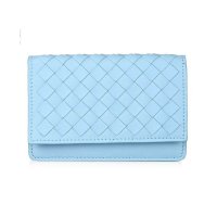 宝缇嘉 (BOTTEGA VENETA) 女士晴空蓝编织小羊皮卡片夹 133945-V001U