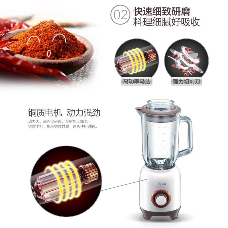 小熊(Bear) 料理机 LLJ-A12A1 精钢旋风刀片 分离式设计 多功能家用榨汁机 婴儿辅食机
