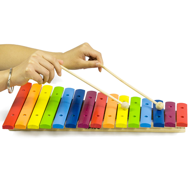 木玩世家十五音敲琴儿童音乐早教宝宝益智敲打玩具1-3-6岁BH3402高清大图