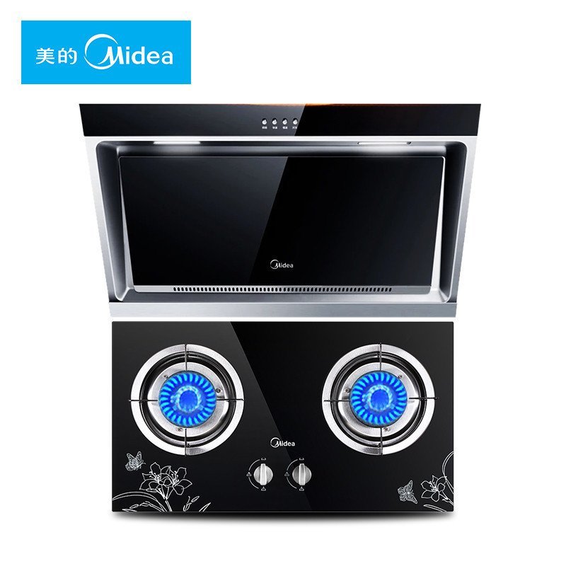美的(Midea)DJ118+JZT-Q213B近吸式/侧吸抽油烟机 天然气燃气灶烟机灶具两件套 厨电套餐