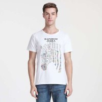 咖飞WU41B049男七彩斑马印花短袖T白色