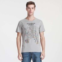 咖飞WU41B049男七彩斑马印花短袖T浅灰