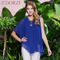 卓多姿 夏装新款通勤韩版立体钉珠亮片不规则荷叶边袖衬衣728192