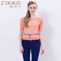 卓多姿夏装女甜美淑女时尚镂空针织衫糖果色针织衫726795