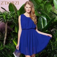 卓多姿夏装新款糖果色韩版纯色连衣裙 修身显瘦无袖公主裙728145