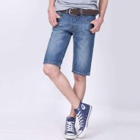咖飞WU41M001男士修身时尚牛仔短裤浅蓝