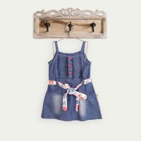 婴倍爱 2015夏季童装女童纯棉裙子可爱宝宝牛仔吊带裙915D