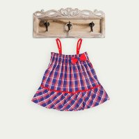 婴倍爱 2015夏季童装新款条纹格子裙宝宝纯棉蝴蝶结吊带裙 女童吊带连衣裙911D