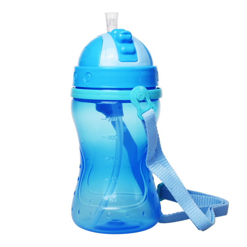 KIDSME 亲亲我 不漏吸管水壶水杯 婴儿水杯 儿童水杯 360ML蓝色