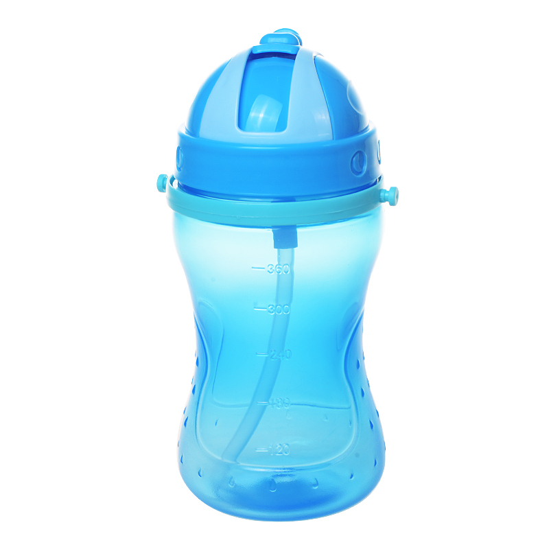 KIDSME 亲亲我 不漏吸管水壶水杯 婴儿水杯 儿童水杯 360ML蓝色