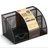 正品得力9200多功能办公组合笔筒 网状金属办公组合笔架 办公座