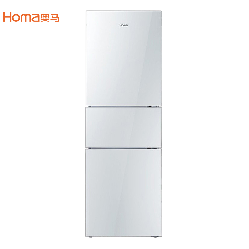 奥马/Homa BCD-203DEDC 203升三门家用电脑玻璃一级节能冷藏冷冻电冰箱(流光银)