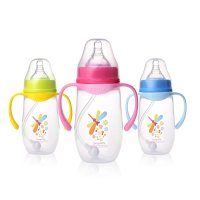KIDSME 亲亲我宽口安全PP奶瓶 270ML颜色随机 908183