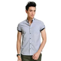 东方骆驼7321039142男式短袖翻领印花衬衫