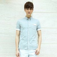 东方骆驼7321053142男式短袖翻领衬衫