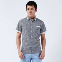 才子黑白格子时尚休闲衬衫122247761303