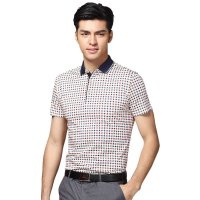 红豆男装 HWB7T6120翻领丝光棉短袖T恤