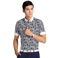 红豆男装 HWS6C8090纯棉修身短袖衬衫