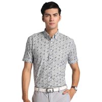 红豆男装 HWS6C8087印花纯棉短袖衬衫