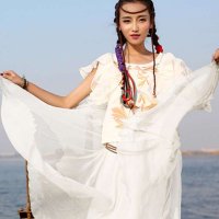 裂帛2015新款 松紧腰雪纺蕾丝大摆甜美半身裙51131338