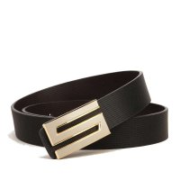 男士咖啡色平滑扣皮带PD82