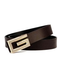 男士咖啡色平滑扣皮带PD81