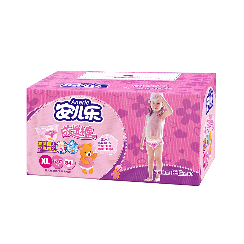 安儿乐(Anerle)成长裤女宝宝拉拉裤内裤式纸尿裤加大号XL84片[12-17kg]