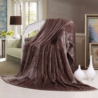 [苏宁易购超市]迎馨家纺超柔休闲多功能单人毛毯咖啡色150*200cm