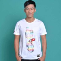 HK潮牌Qee限量版镭射款男式短袖Tee QEET-ATK-0010-M1白色