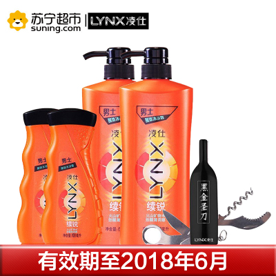 凌仕(LYNX)男士醒体沐浴露续锐600ml*2+100ml*2+盗墓笔记军刀 清洁 适合各种肤质 带泵