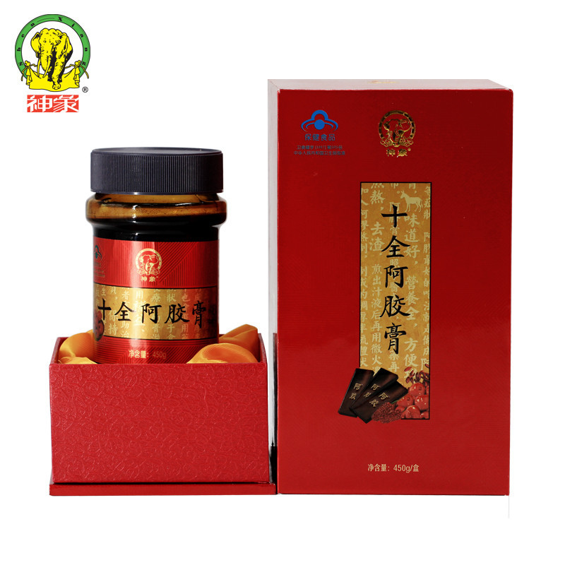 [苏宁超市]神象 十全阿胶膏 450g瓶*2/盒 加送礼袋