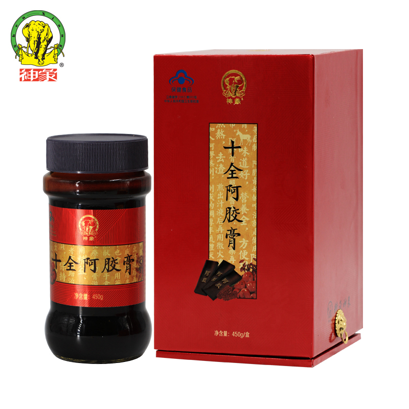 [苏宁超市]神象 十全阿胶膏 450g瓶*2/盒 加送礼袋