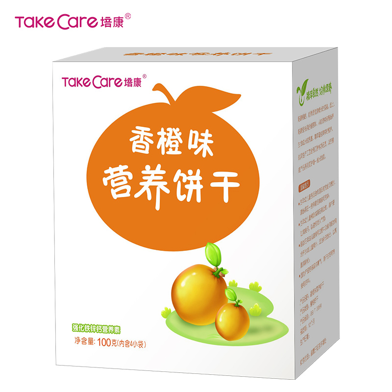 培康(TakeCare) 宝宝零食 香橙味营养饼干100g(4小袋分装)盒装 6个月以上宝宝