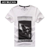 JACKWALK W0132016 本白 丝光棉望远镜指南针印花V领T恤