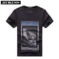 JACKWALK W0132016 深灰 丝光棉望远镜指南针印花V领T恤