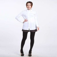 乐都特laredoute女式时尚圆摆全棉长袖衬衫白色YX574